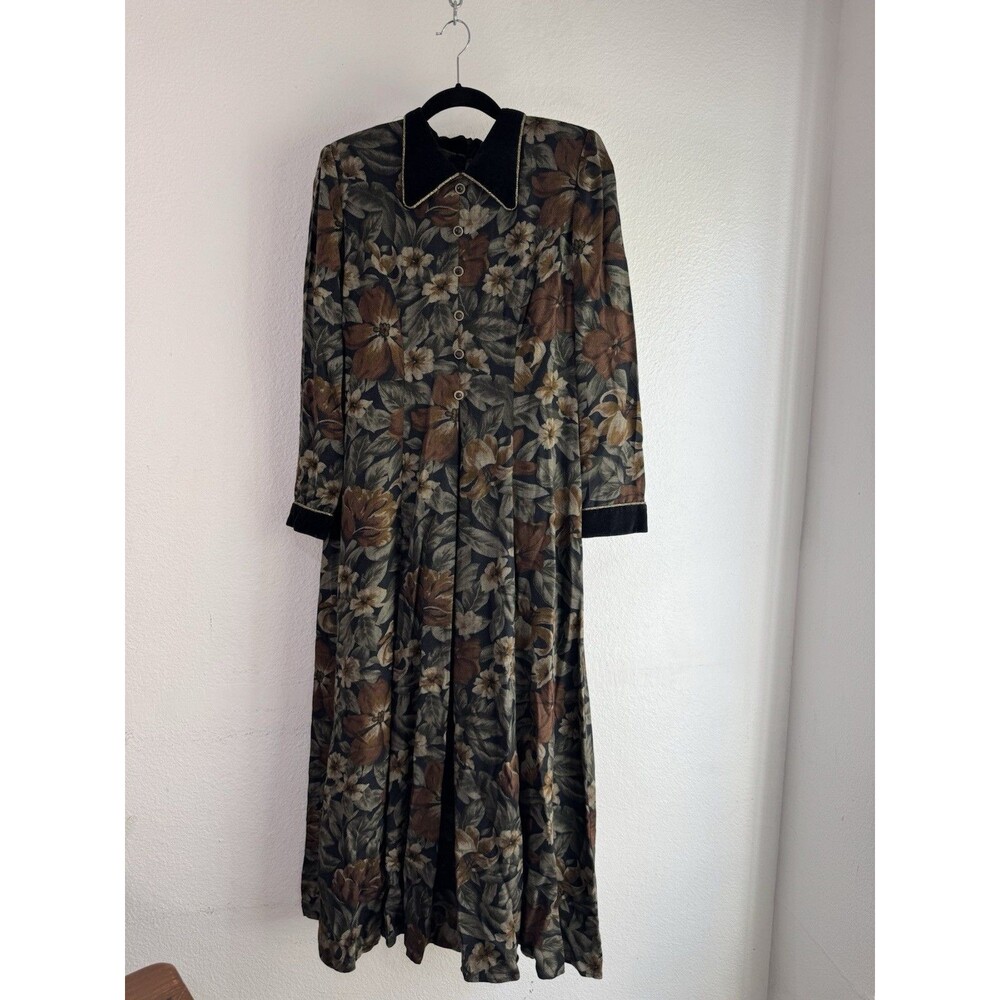 Gothy Cottage Core Long Sleeve Maxi Floral Dress Vintage